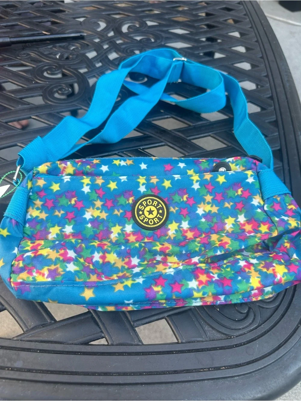 Sporto Turquoise Star-Print Adjustable Strap Crossbody Bag